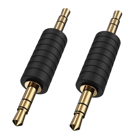 2 Pack 3.5Mm 1/8 Stereo Jack to 3.5Mm Audio Male to Male Adapter Connectors Gold Plated Compatible with for Taotronics, Mpow BH129 Bluetooth Receiver